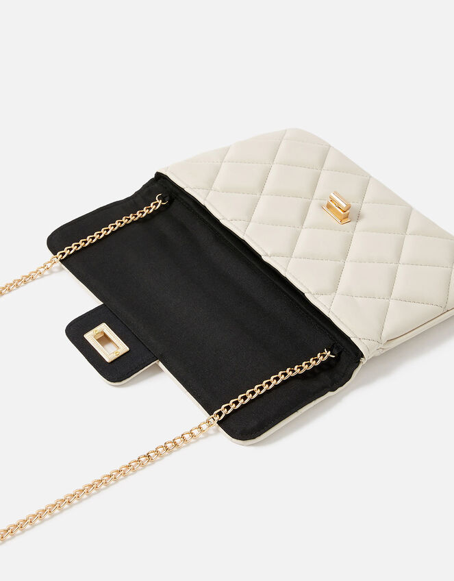 Quilted Clutch Bag, Cream (CREAM), large