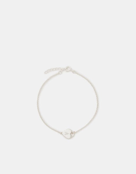 Sterling Silver Heart Initial Bracelet, Silver (ST SILVER), large