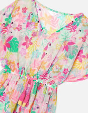 Girls Tropical Floral Print Kaftan, Multi (BRIGHTS-MULTI), large