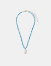 Shell Pendant Beaded Necklace Blue, , large
