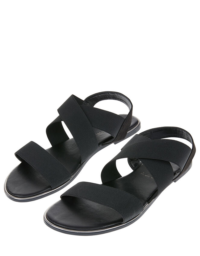 Elasticated Strap Sandals, Black (BLACK), large