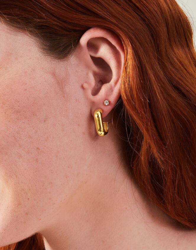 14ct Gold-Plated Chunky Hoop Earrings, , large