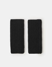 Ribbed Cut Off Gloves, Black (BLACK), large