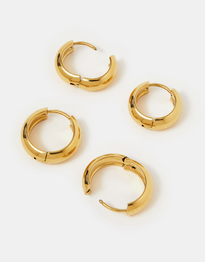 2-Pack Stainless Steel Chunky Hoop Earrings, , large