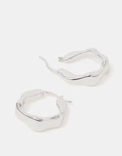 Sterling Silver-Plated Chunky Molten Hoop Earrings, , large