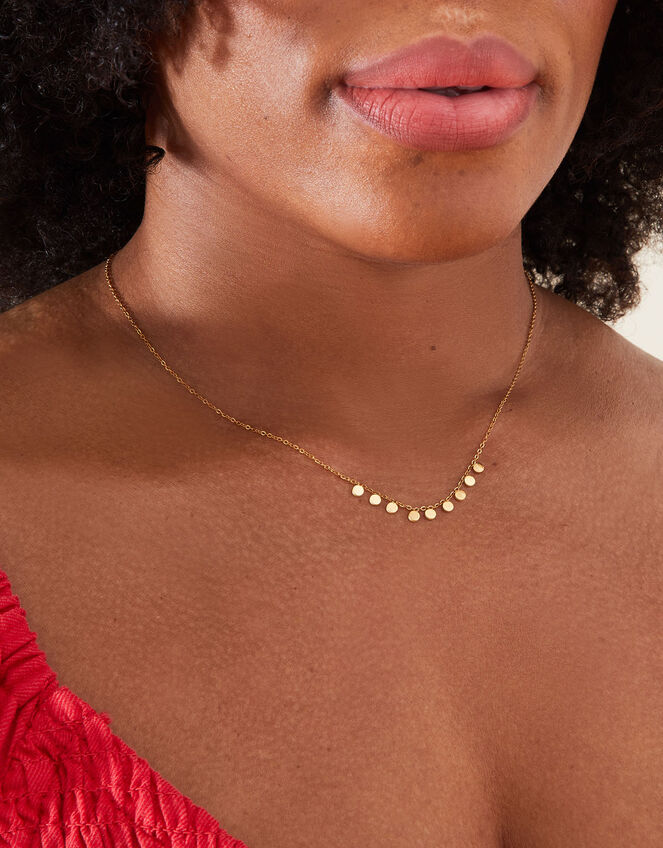 Stainless Steel Tiny Disc Station Necklace, , large