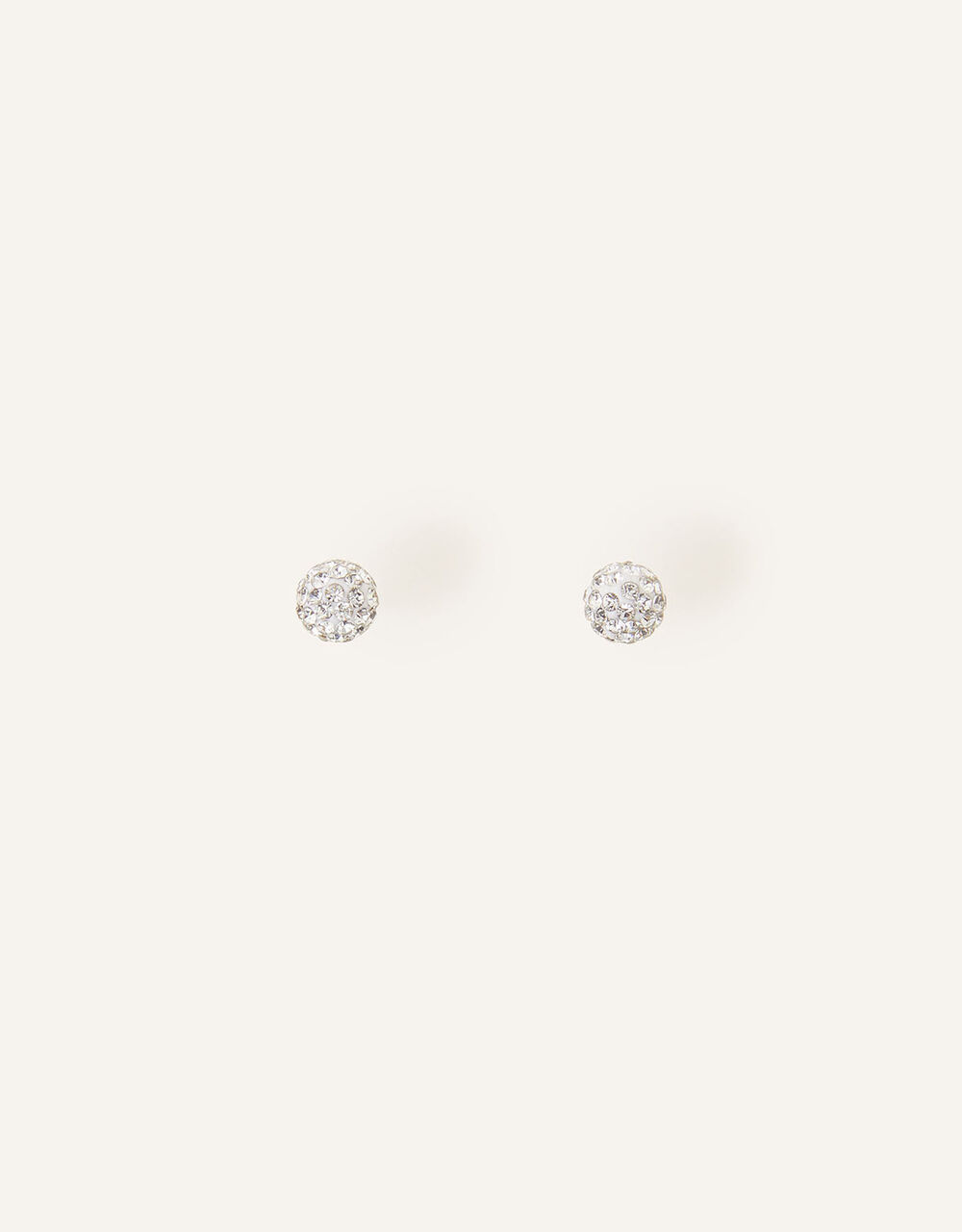 Sterling Silver Pave Ball Stud Earrings Sterling silver Accessorize UK