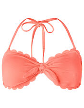 Sasha Scalloped Bandeau Bikini Top, Orange (CORAL), large