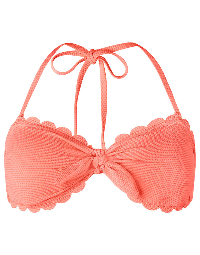 Sasha Scalloped Bandeau Bikini Top, Orange (CORAL), large