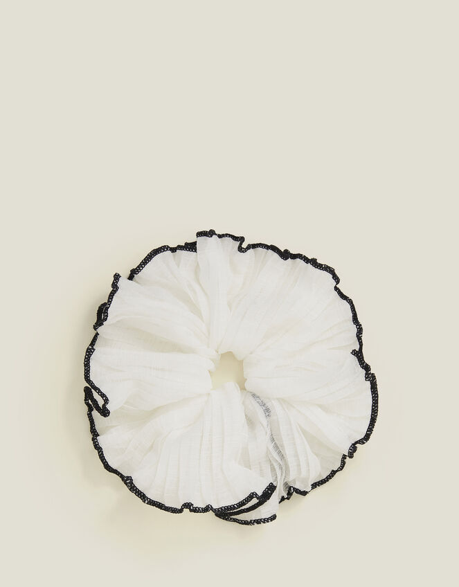 Oversized Contrast Trim Scrunchie, White (WHITE), large