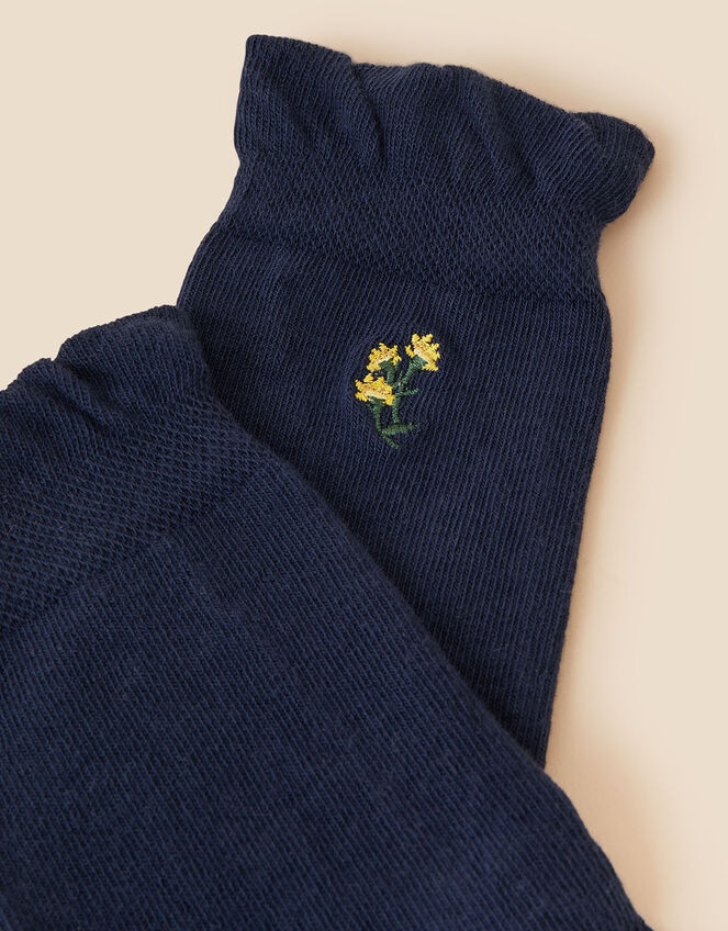 Embroidered Flower Socks, , large