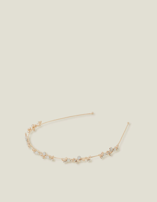 Girls Diamante Butterfly Metal Headband, , large
