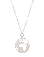 World Pendant Necklace with Recycled Metal, , large