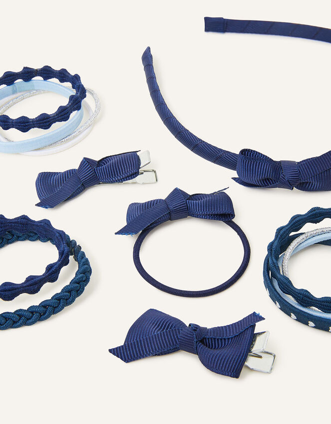 Girls School Hair Bundle Set, Blue (NAVY), large