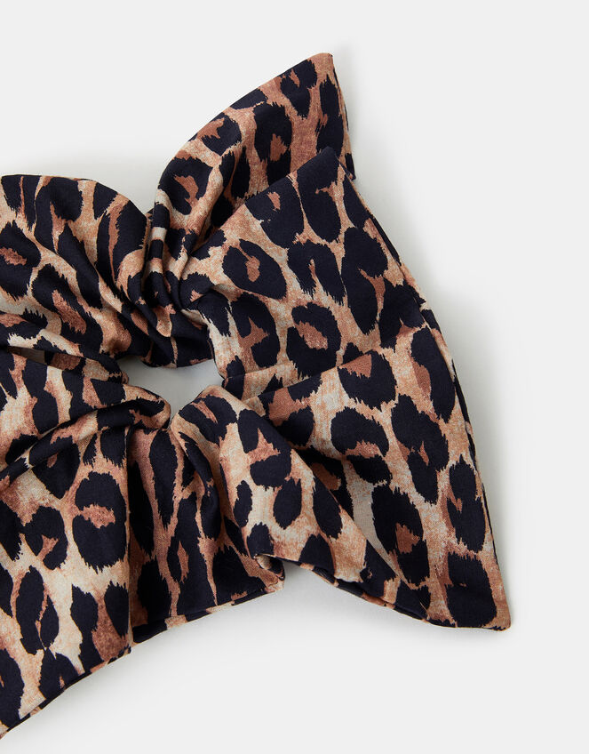 Leopard Print Square Hair Scrunchie, , large