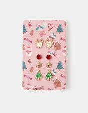 4-Pack Girls Christmas Clip On Earrings, , large
