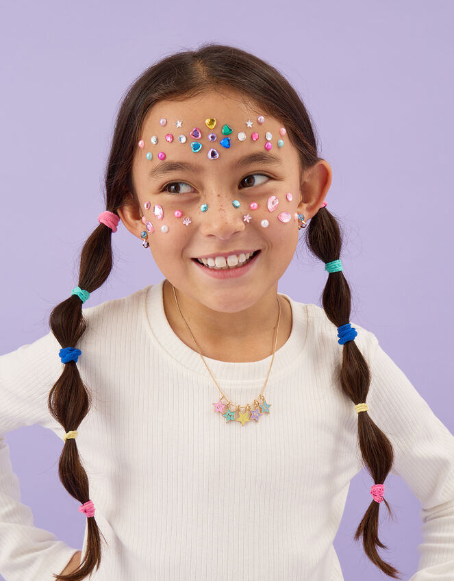 Girls Gem Face Stickers, , large