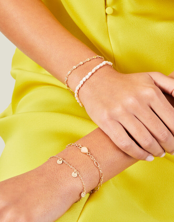4-Pack Pearl Chain Clasp Bracelets, , large