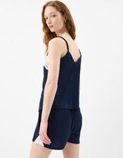 Lace Trim Short Pyjamas Set, Blue (NAVY), large