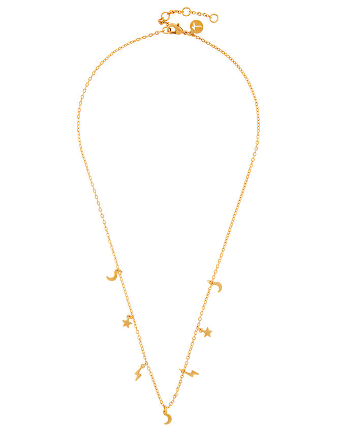 Gold-Plated Celestial Station Charm Necklace, , large