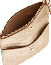 Leather Foldover Pouch, Gold (GOLD), large