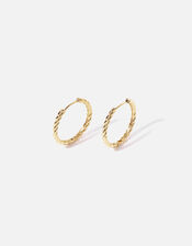 Gold-Plated Heirloom Large Twist Hoops, , large