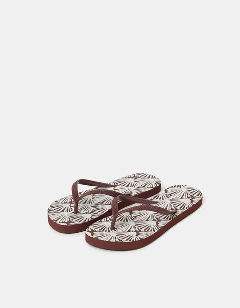 Shell Print Flip Flops, Brown (CHOCOLATE), large