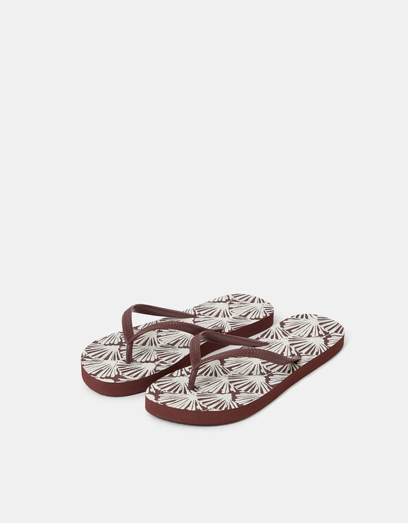 Shell Print Flip Flops, Brown (CHOCOLATE), large