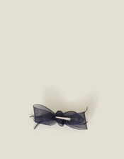 Fascinator Feather Bow Hair Clip, Blue (NAVY), large