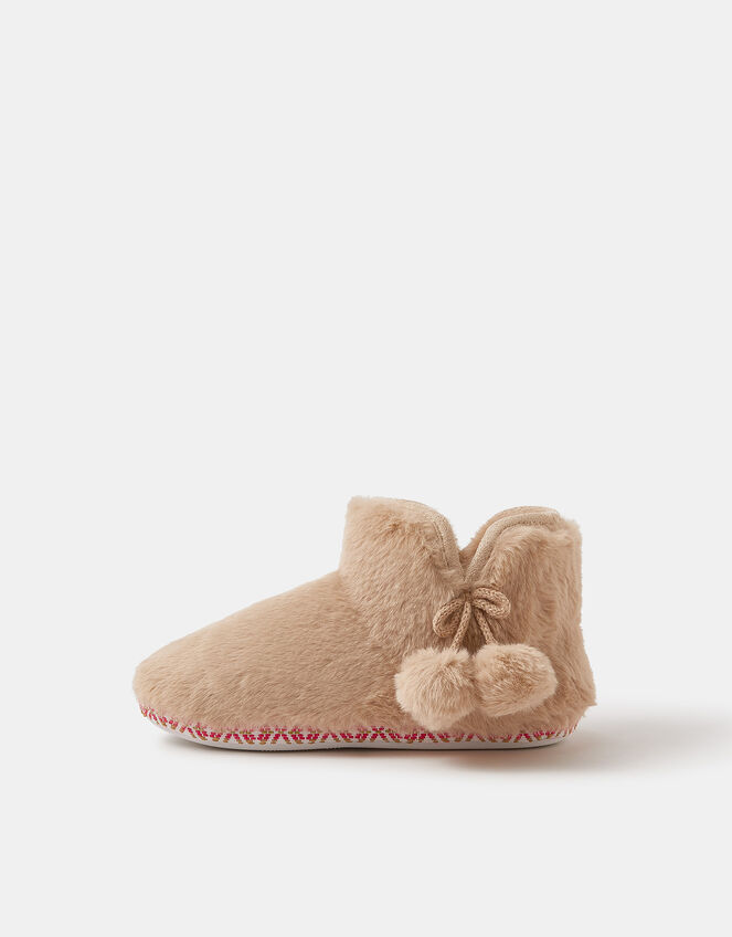 Fluffy Braided Slipper Boots, Natural (NATURAL), large