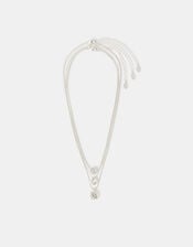 3-Pack Bezel Crystal Pendant Necklaces, Silver (SILVER), large