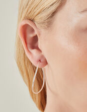 Sterling Silver-Plated Thin Molten Hoop Earrings, , large