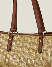 Large Metallic Raffia Shopper Bag, , large