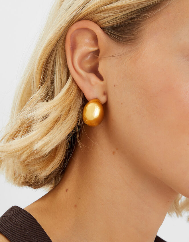 14ct Gold-Plated Chunky Dome Hoop Earrings, , large