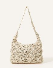 Macrame Zip Top Shoulder Bag, , large