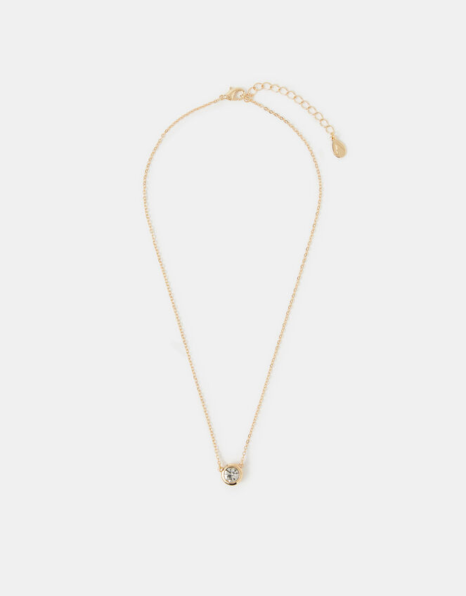 Solitaire Pendant Necklace, Gold (GOLD), large
