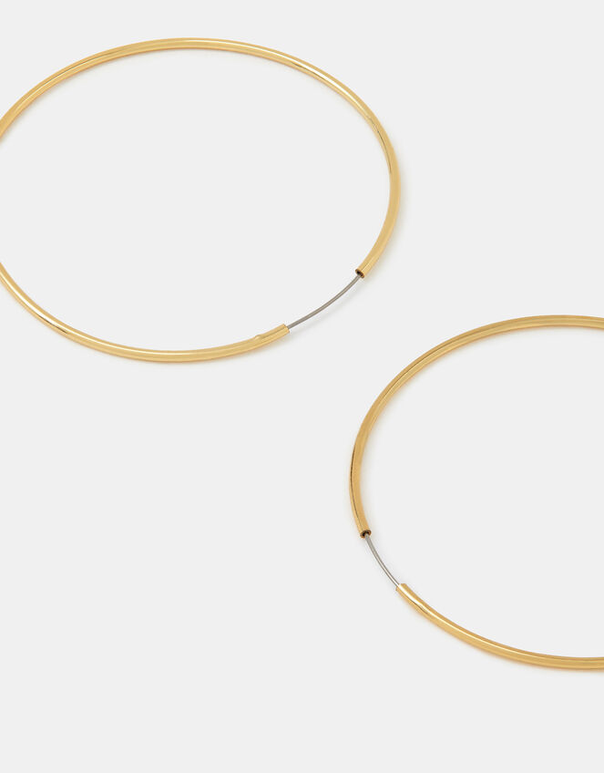 14ct Gold-Plated Medium Hoop Earrings, , large