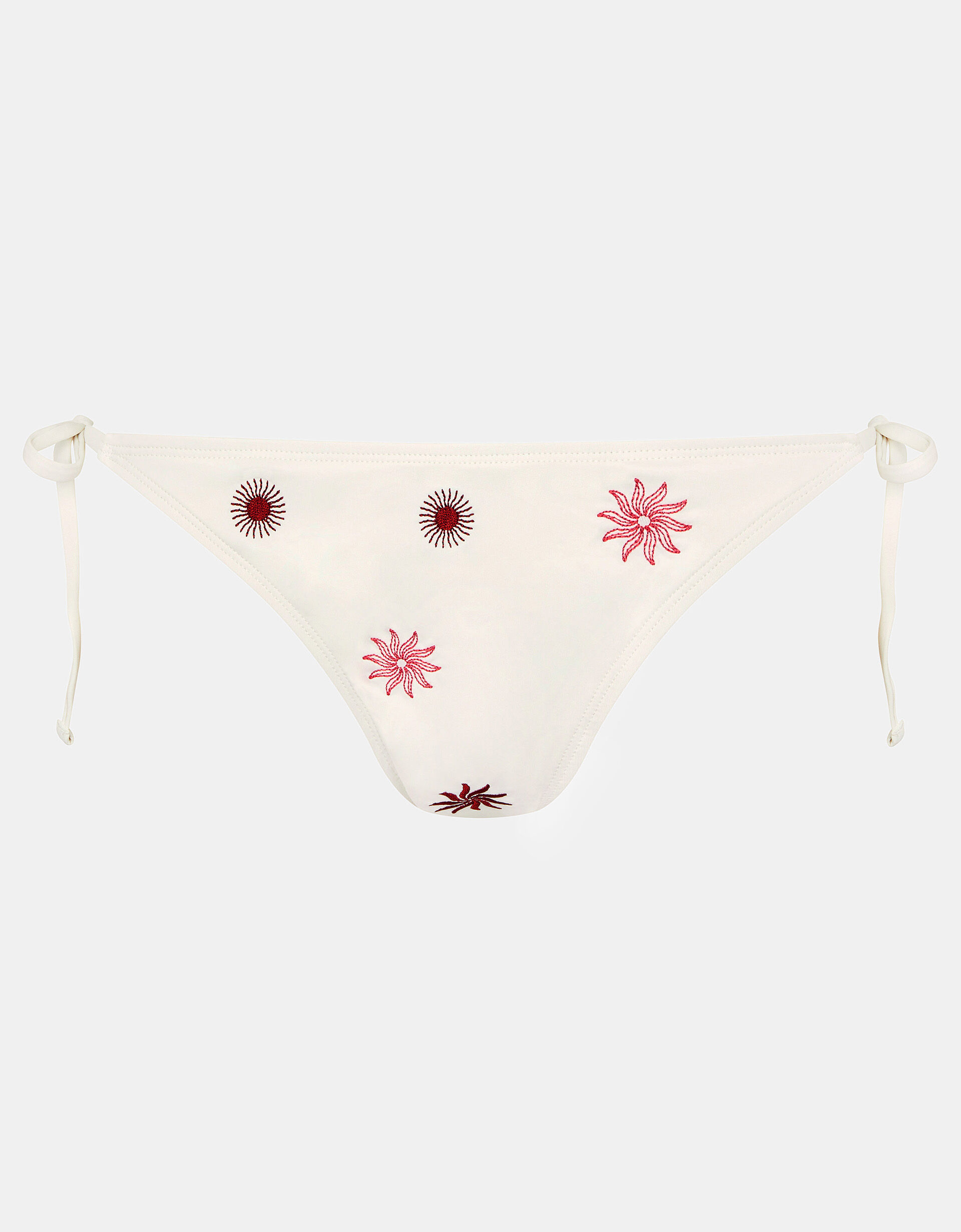 Sun Embroidered Tie Bikini Bottoms, Ivory (IVORY), large