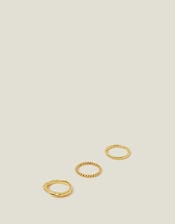 3-Pack 14ct Gold-Plated Mixed Rings, Gold (GOLD), large