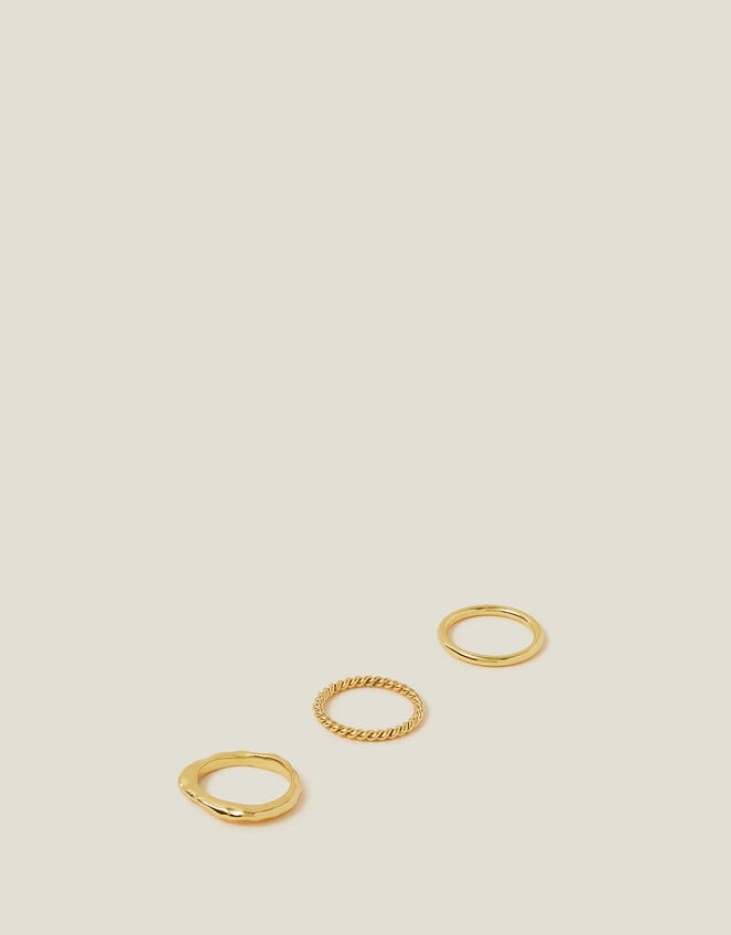 3-Pack 14ct Gold-Plated Mixed Rings, Gold (GOLD), large