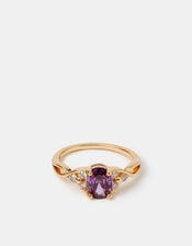 Cubic Zirconia Twisted Engagement Ring, Purple (PURPLE), large