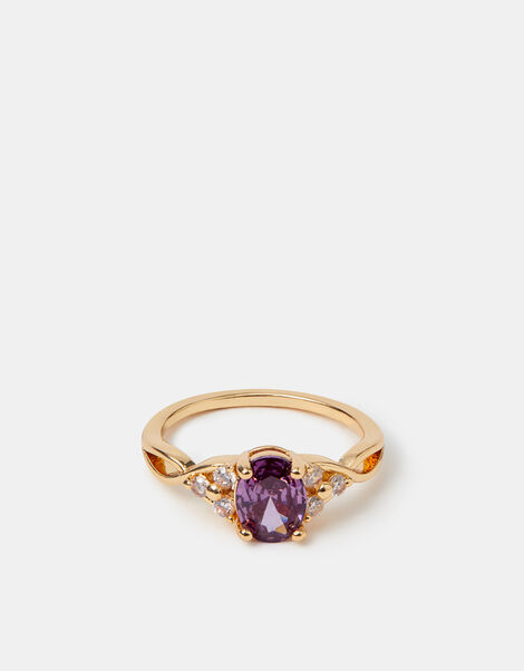 Cubic Zirconia Twisted Engagement Ring, Purple (PURPLE), large