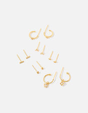14ct Gold-Plated Hoop and Stud 12 Pack, , large