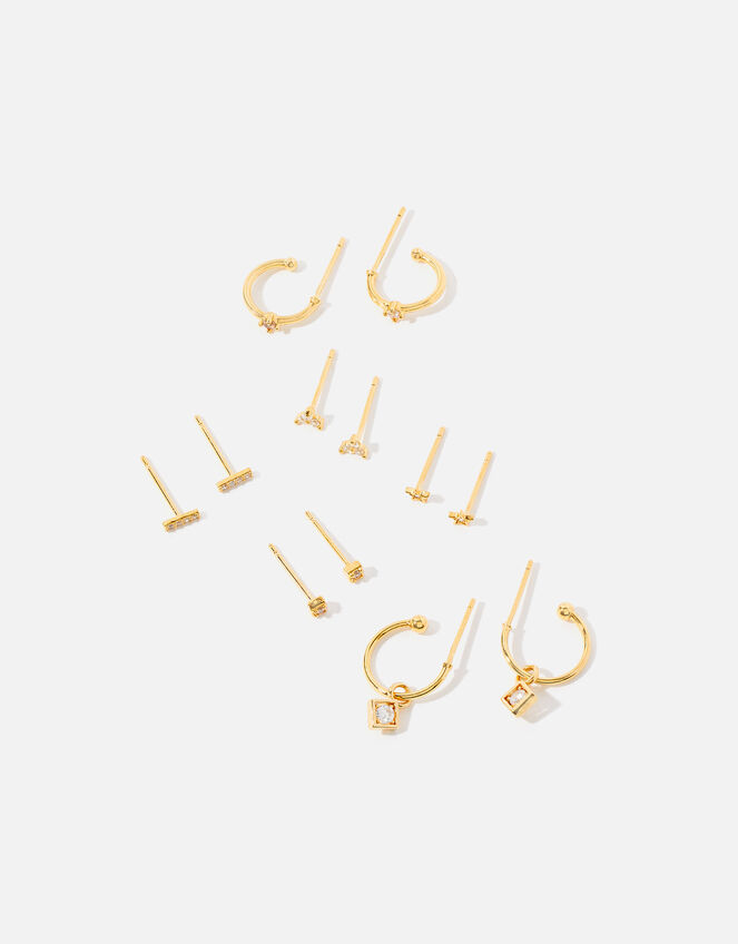 14ct Gold-Plated Hoop and Stud 12 Pack, , large
