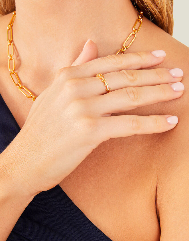 14ct Gold-Plated Star Band Ring, Gold (GOLD), large