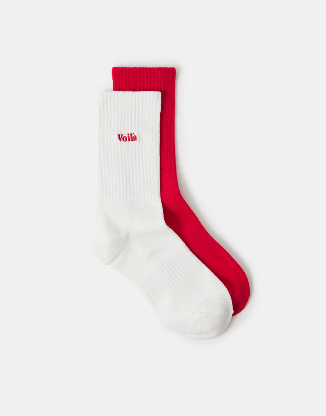 2-Pack French Slogan Socks, , large