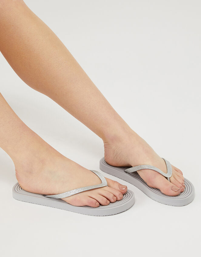 Textured Sole Glitter EVA Flip-Flops, Grey (GREY), large