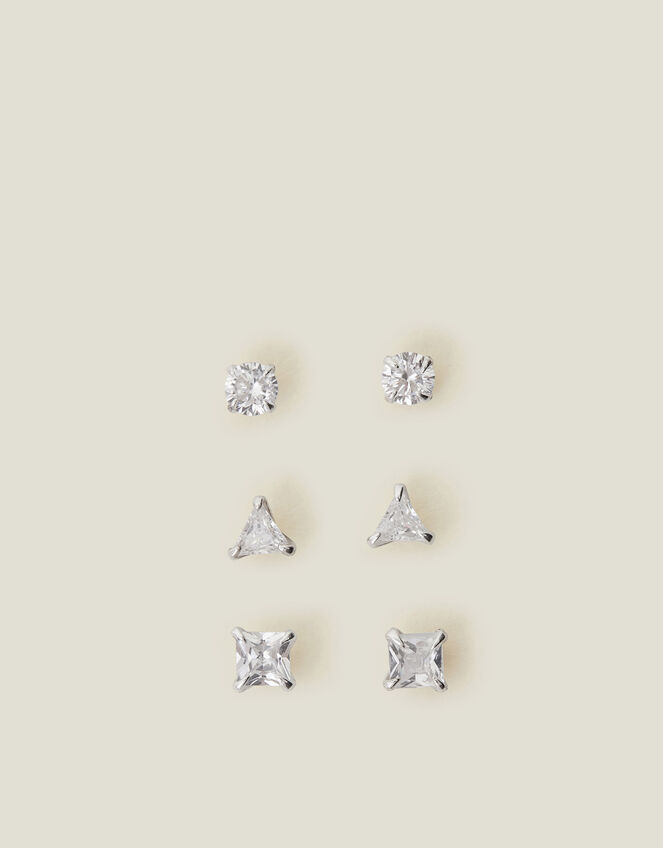 3-Pack Sterling Silver Diamant&eacute; Stud Earrings, , large