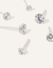 Sterling Silver Crystal Earrings Set of Three , , large