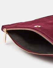 Foldover Suede Wristlet Bag, Red (BURGUNDY), large
